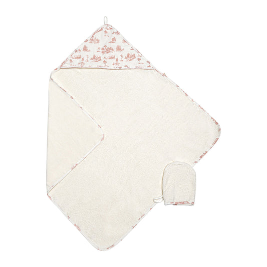 Bubani Countryside Hooded Towel With Mitten- Pink