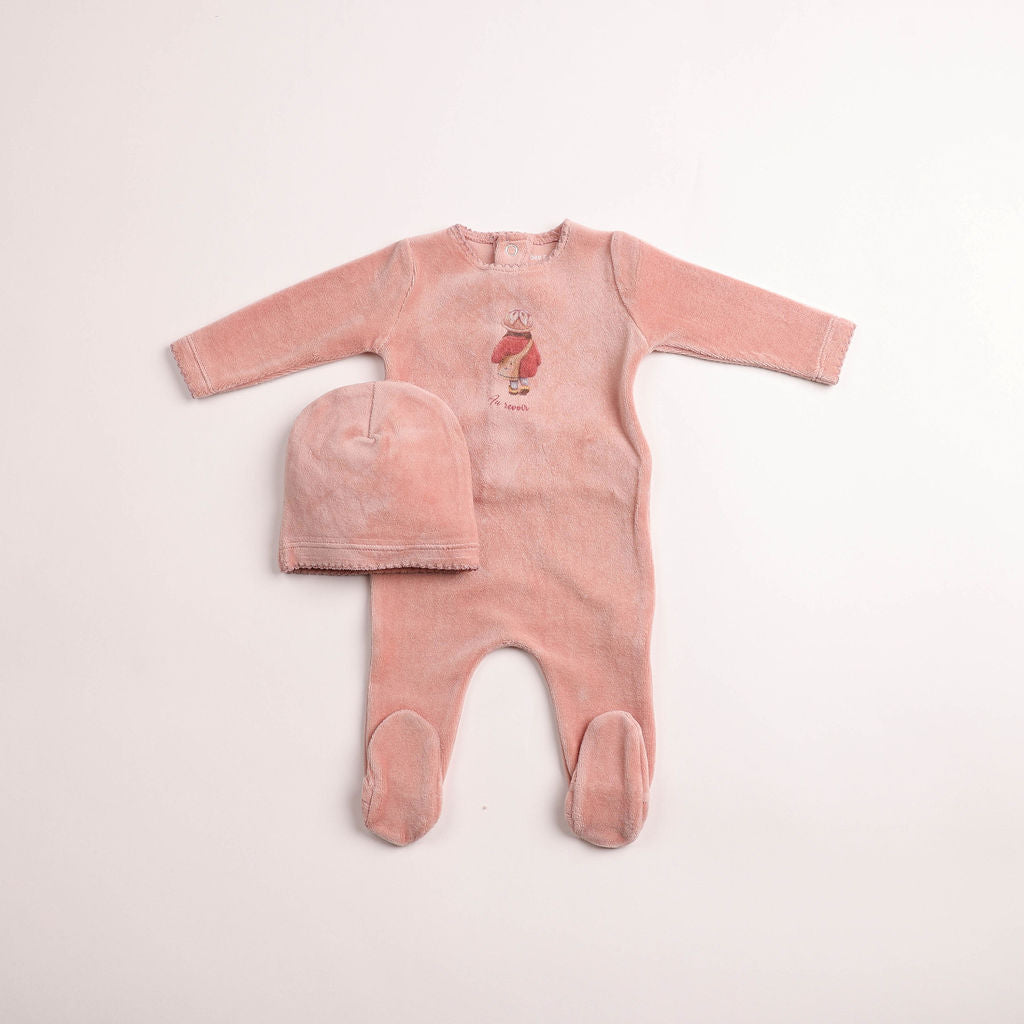 Bee & Dee Au Revoir Footie Set- Satin Pink