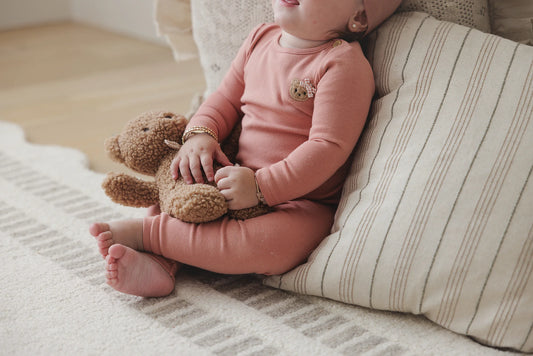 Lilette Bear Applique Lounge Set-Deep Pink