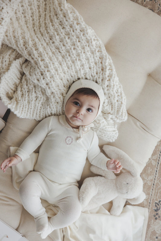 Lilette Emblem Embroidered Layette Set-Cream/Pink