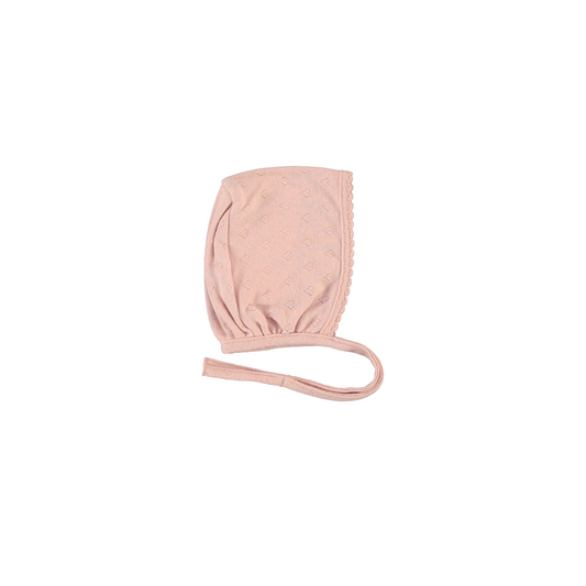 Bebe Organic Bebe Heart Pointelle Collar Footie+Bonnet - Blush