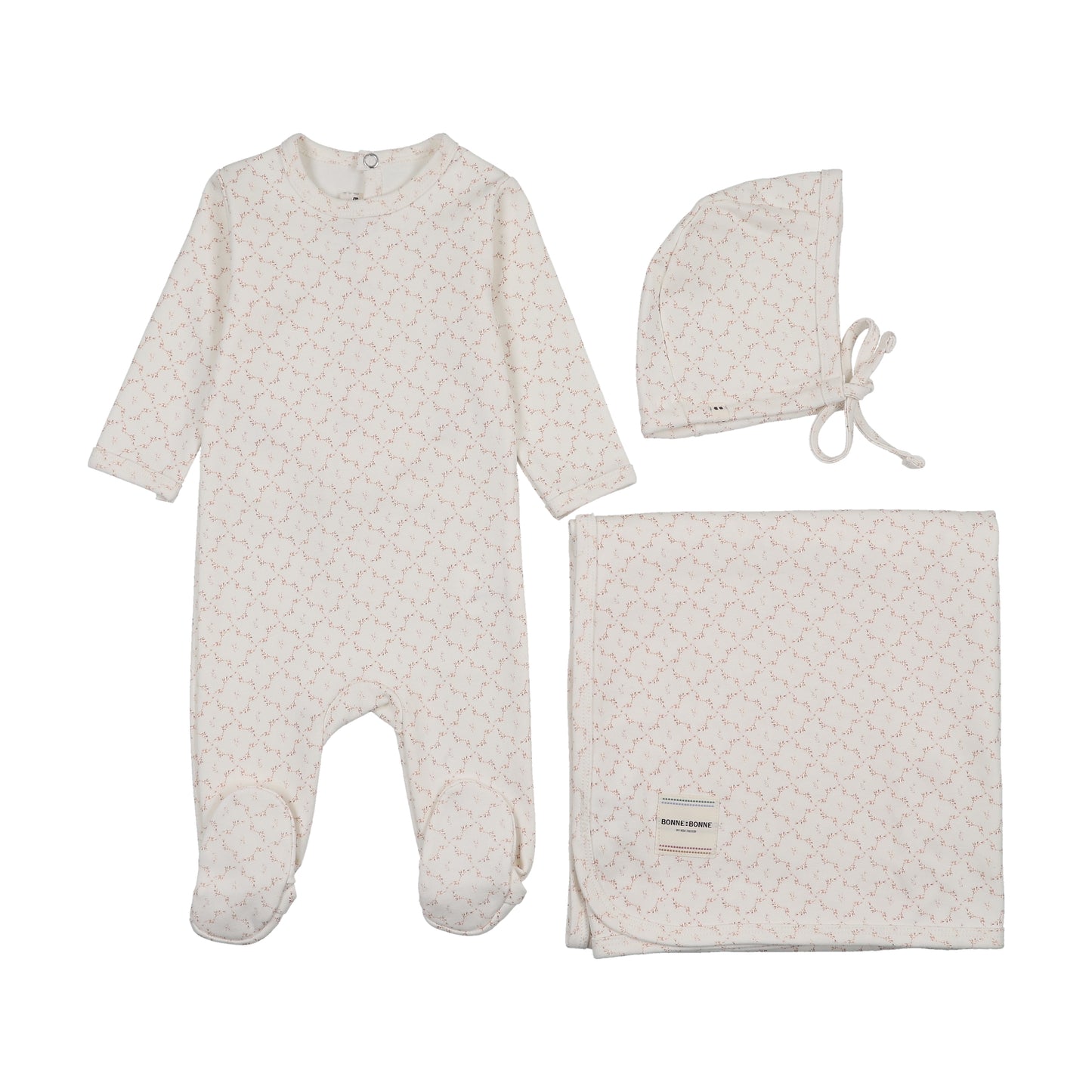 Mon Tresor Blooming Terry Layette Set - Ivory/Rose