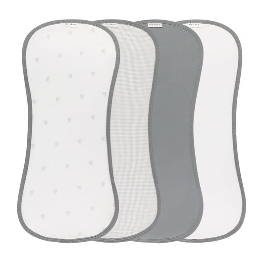 Ely's and Co 4 Pack Jersey Absorbant Burp Cloths - Gingham Bear -Blue