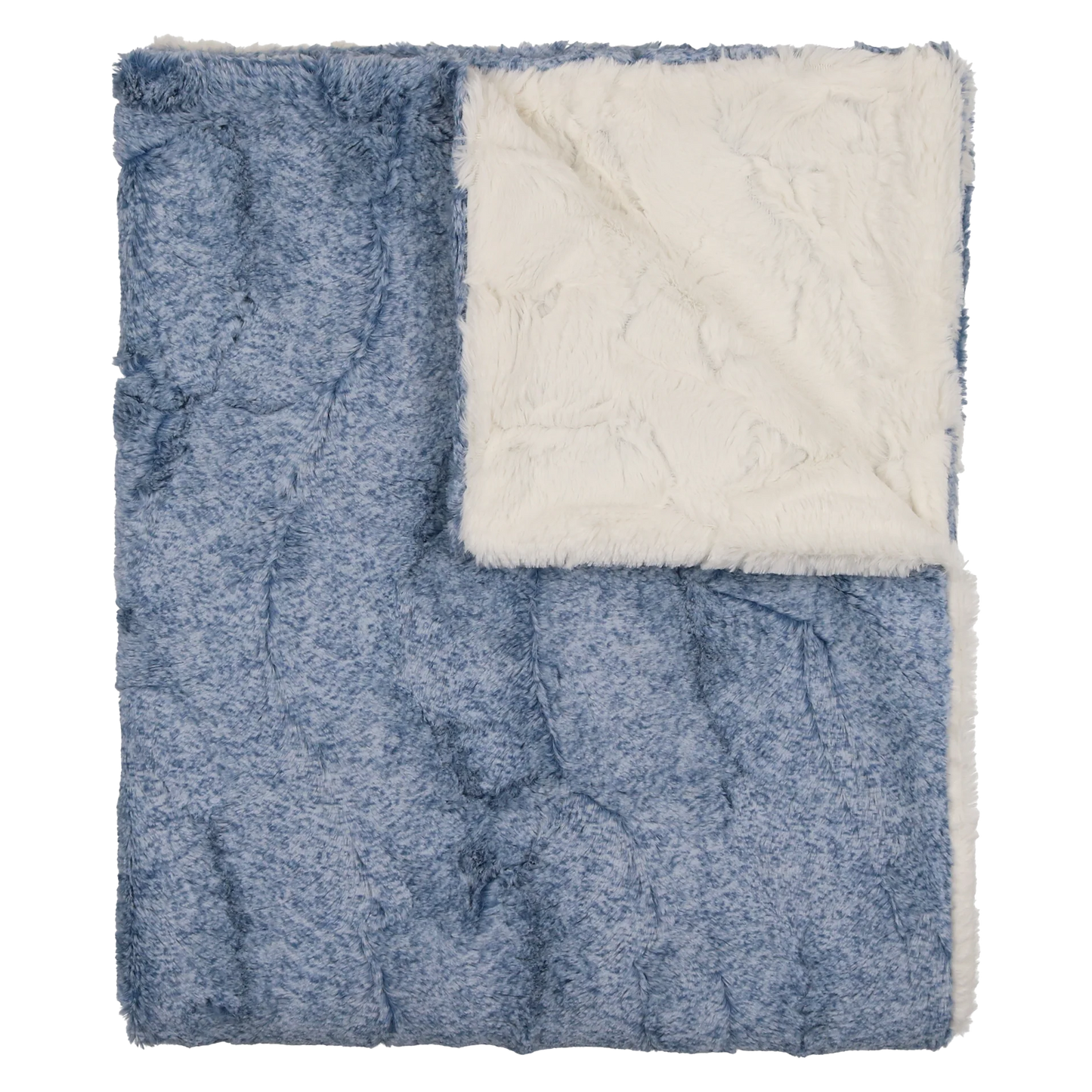 Peluche Lux Fur Blankets - Bluewash Heather and Natural