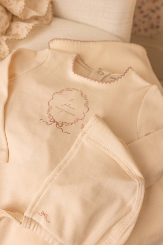 Bee & Dee Botanical Crest Footie Set- Cream Girls