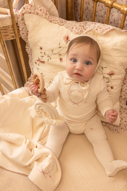 Bee & Dee Botanical Crest Layette Set- Cream Girls