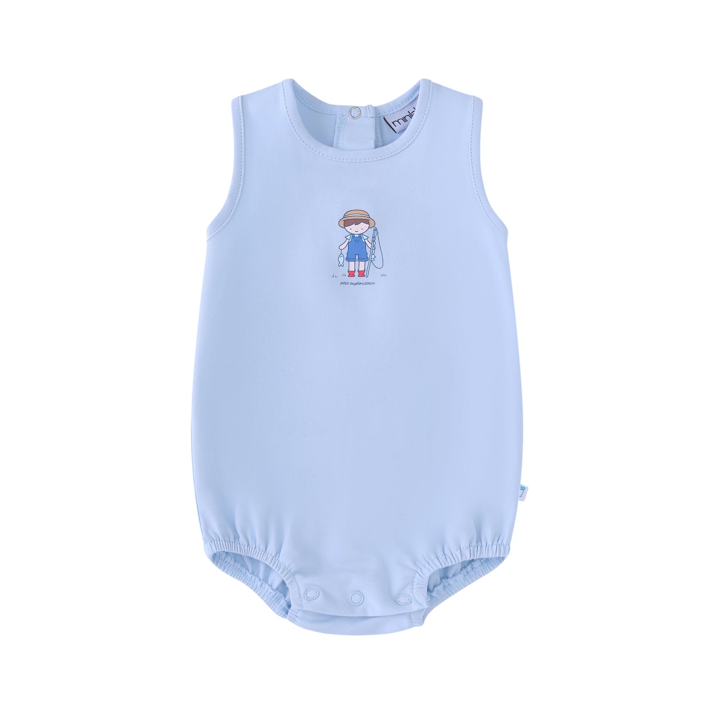 Mini Label Light Blue Fisherman Romper- Boys