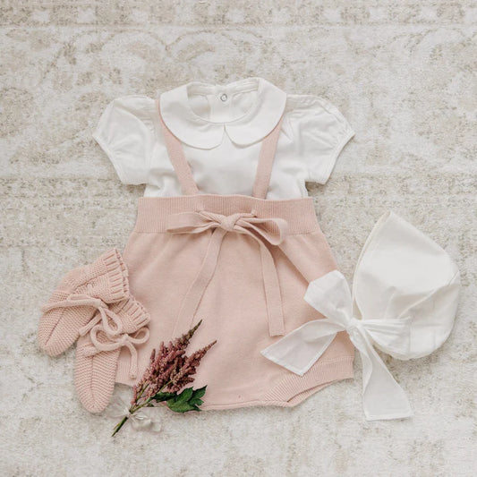 Peluche Onesie with Cotton Puff Sleeve - Cream