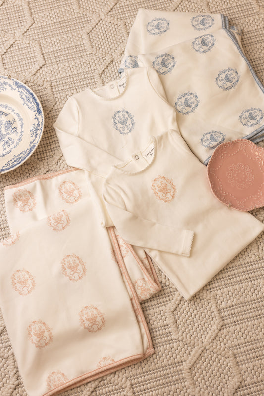 Bee & Dee Butterfly Motif Footie Set- Chalk White Boys