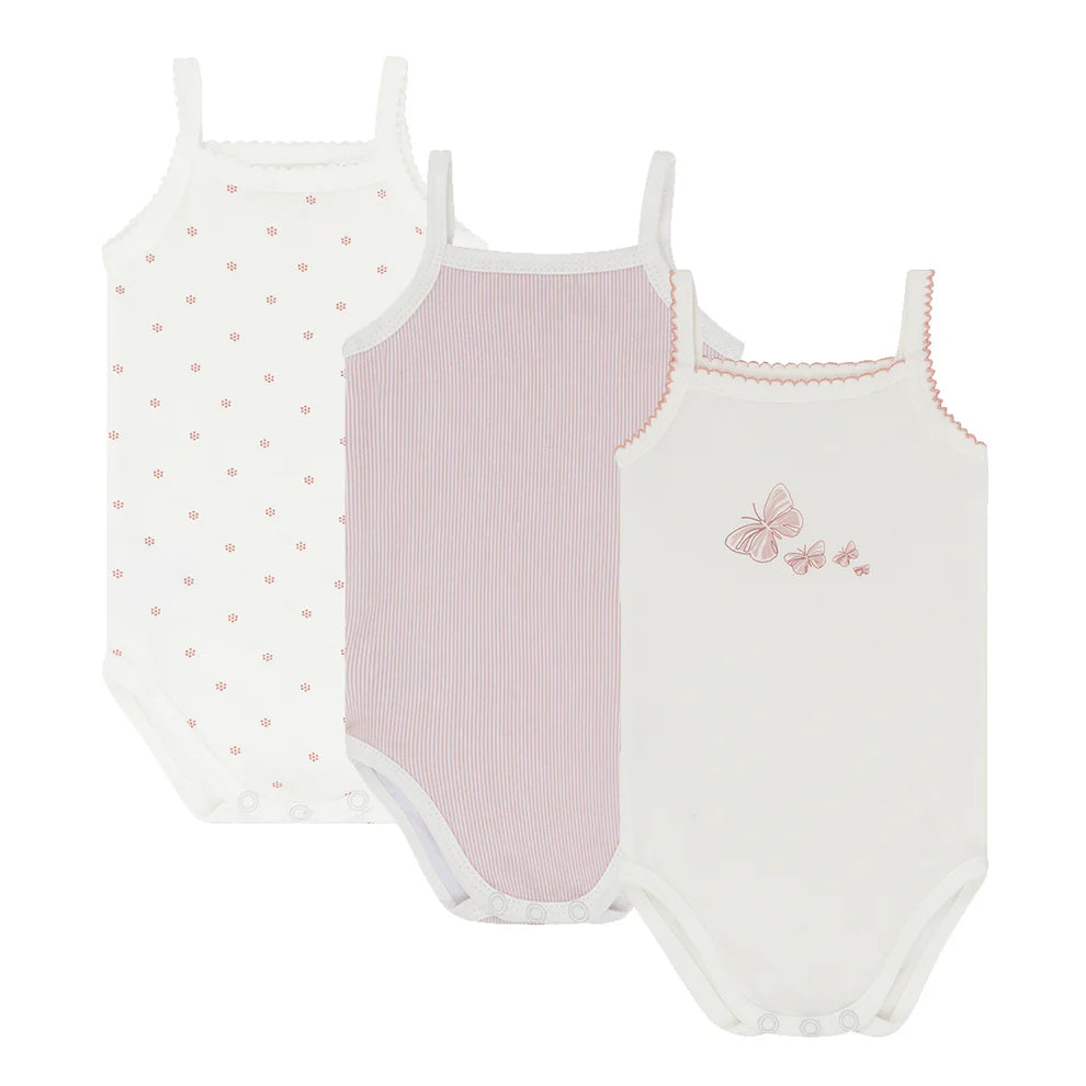 Ely's and Co 3 Pack Jersey Cotton Undershirts Butterfly Spaghetti Straps