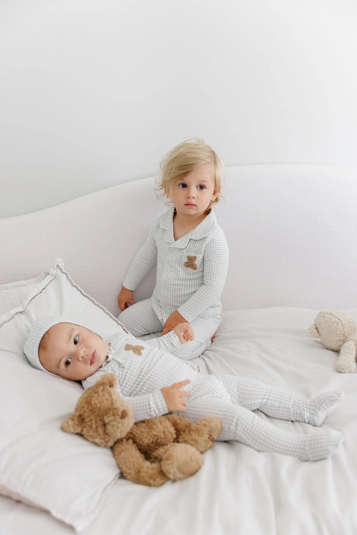 Ely's and Co Gingham Teddy Footie - Blue