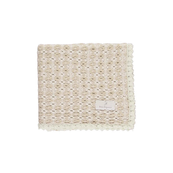 Bebe Organic Taupe Retro Crochet Blanket