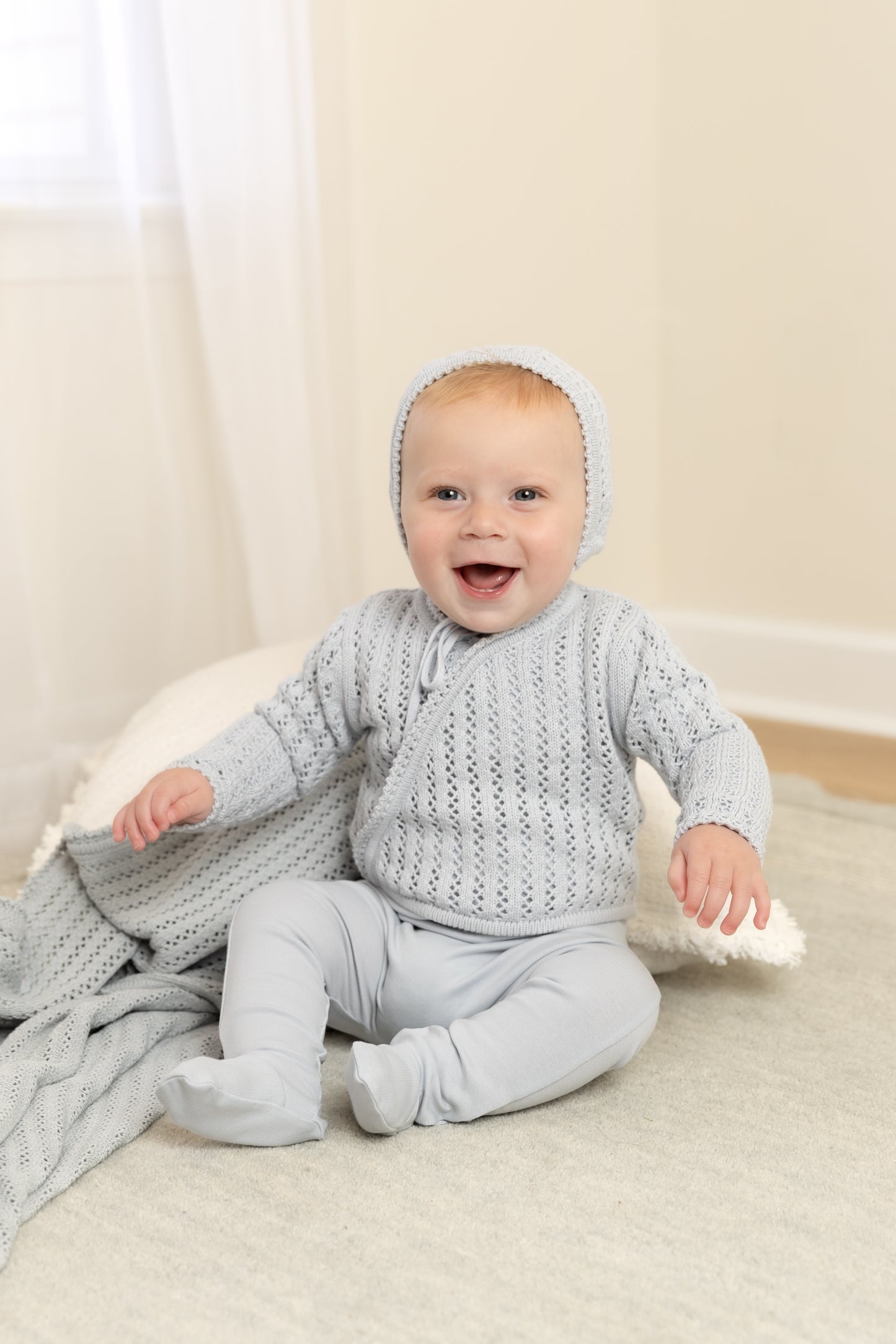 Bee & Dee Dainty Sweater Layette Set- London Fog
