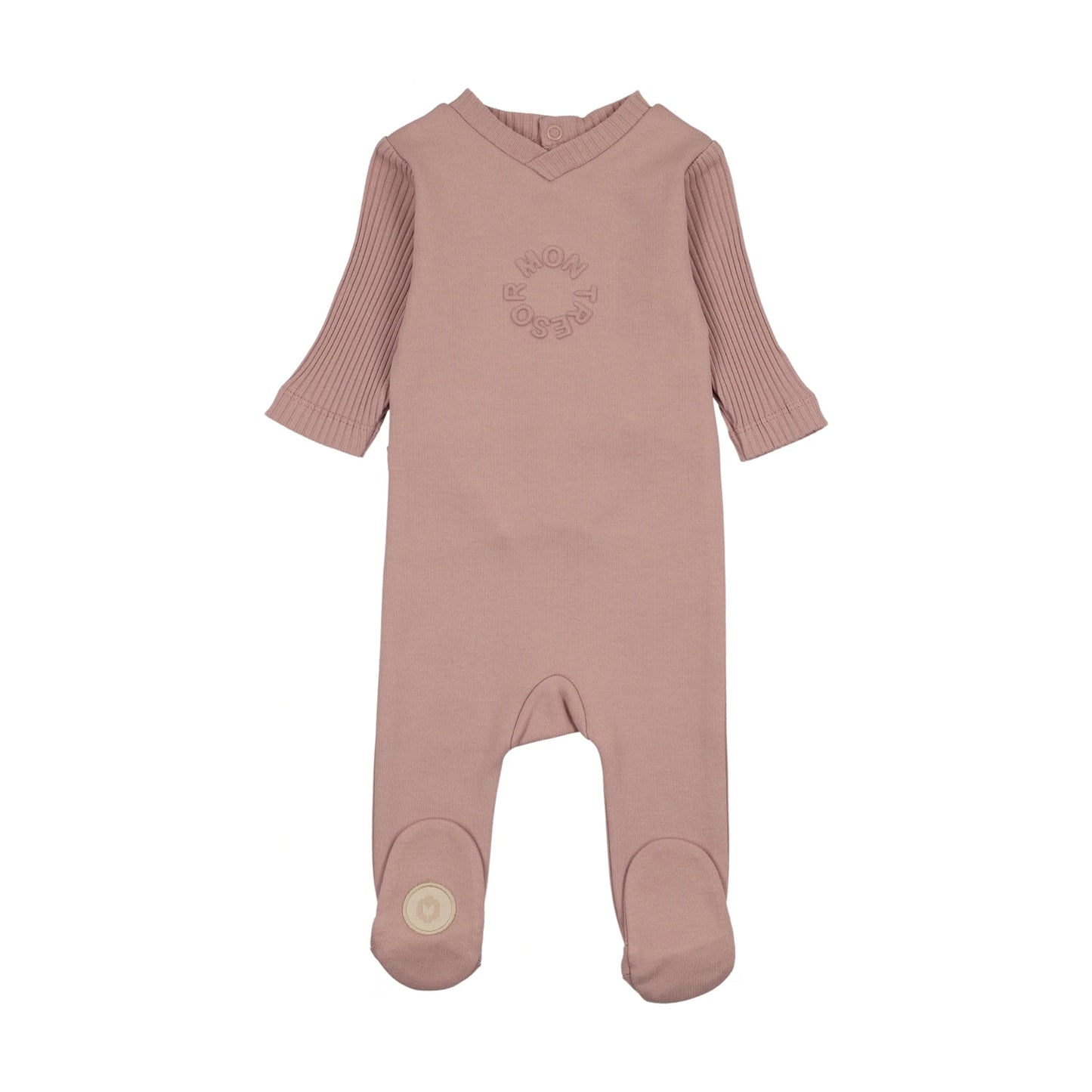 Mon Tresor Embossed Logo Footie- Mauveglow