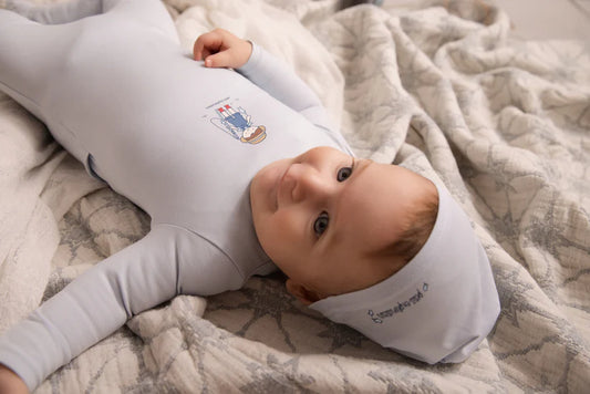 Mini Label Light Blue Fisherman Footie Set- Boys