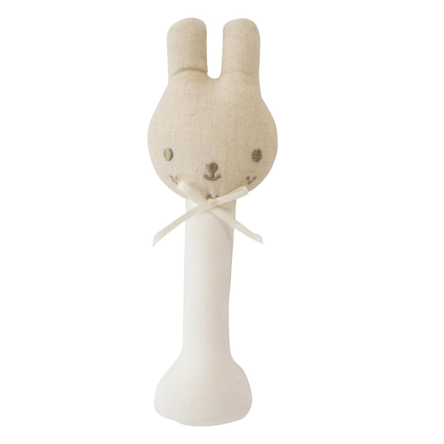 Alimrose Linen Bunny Stick Rattle Ivory