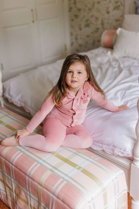 Ely's and Co Striped Velour Pajama -Pink
