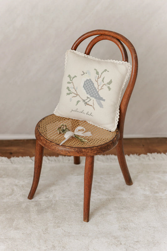 Peluche Cross Stitch Knit Pillow - Stone Blue - Stone/Blue