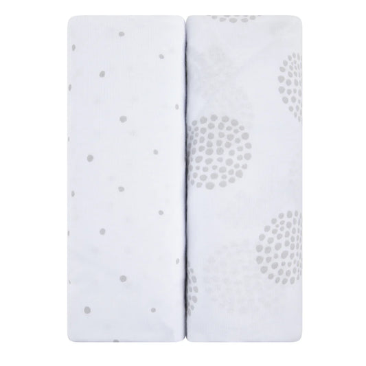 Ely's and Co Bassinet Sheet 2 Pack Grey Dottie