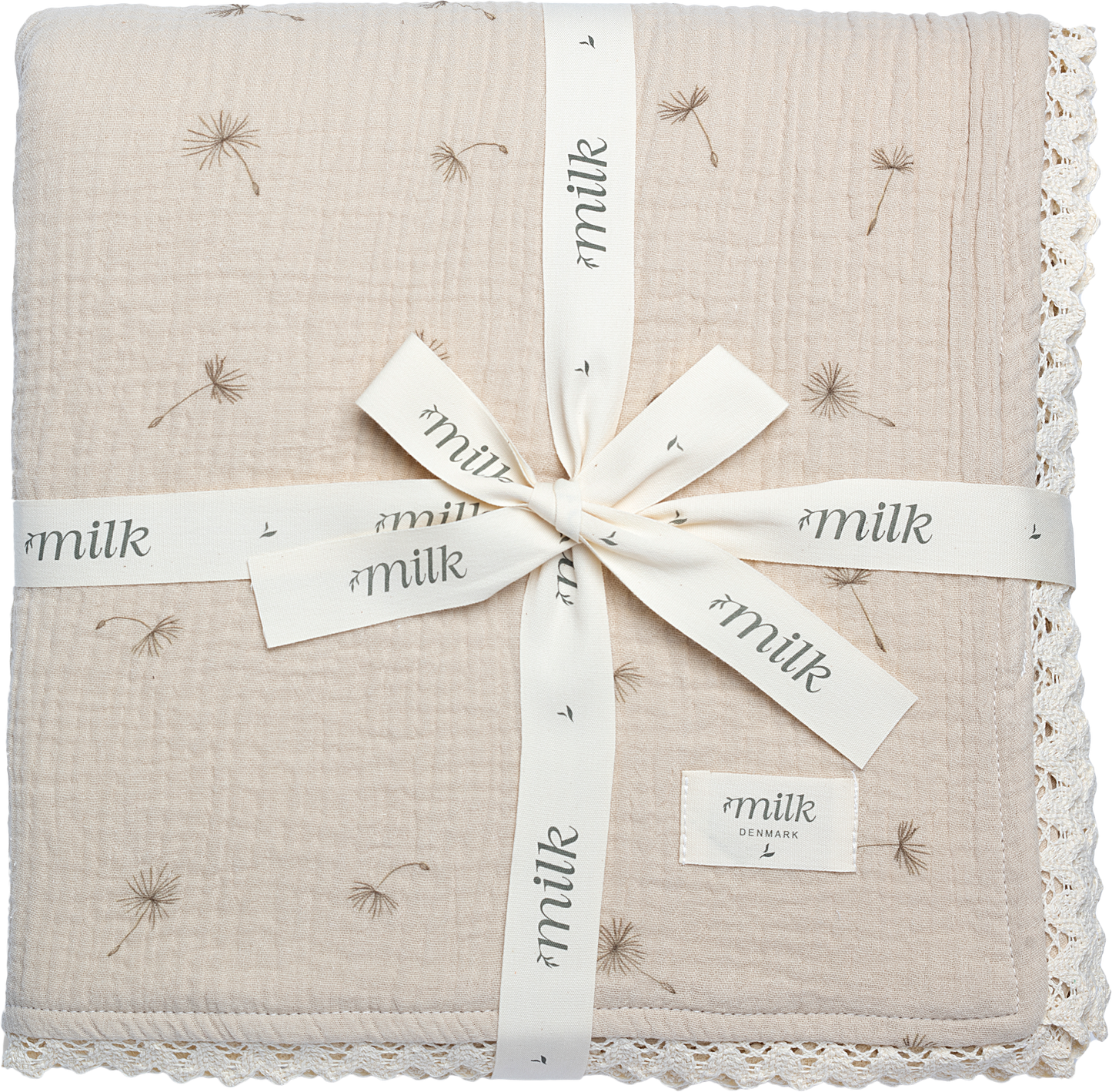 Milk Denmark Lace Edge Blanket - Wildflower Taupe
