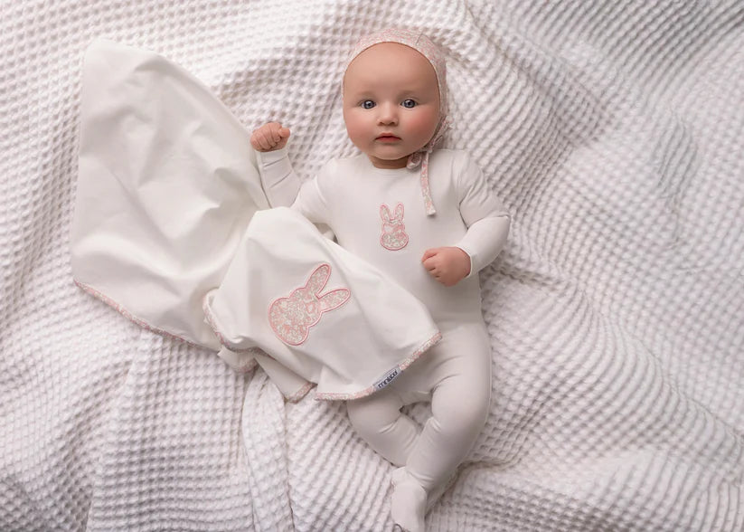 Mini Label White Liberty Bunny Footie Set-Girls