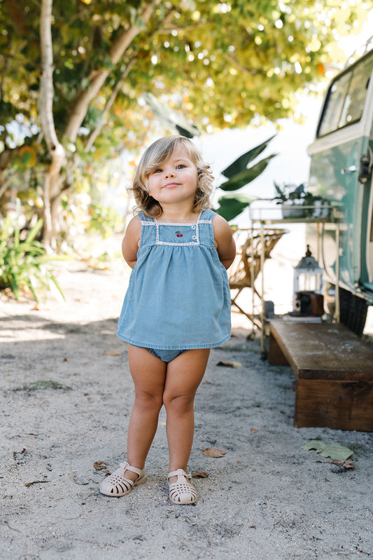 Lil Legs Denim Capsule Toddler Girls Set- Blue Tencel