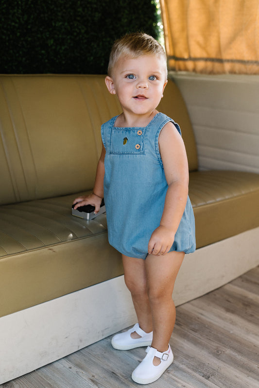 Lil Legs Denim Capsule Boys Romper - Blue Tencel