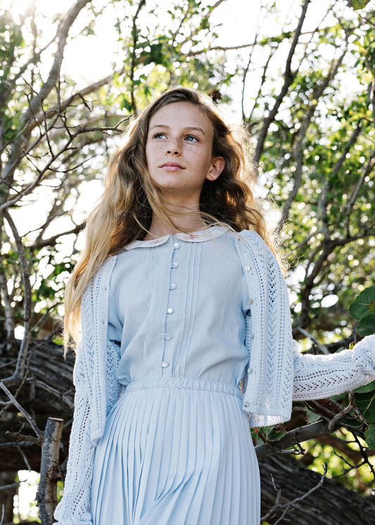 Lil Legs Girls Pointelle Cardigan -Clear Blue