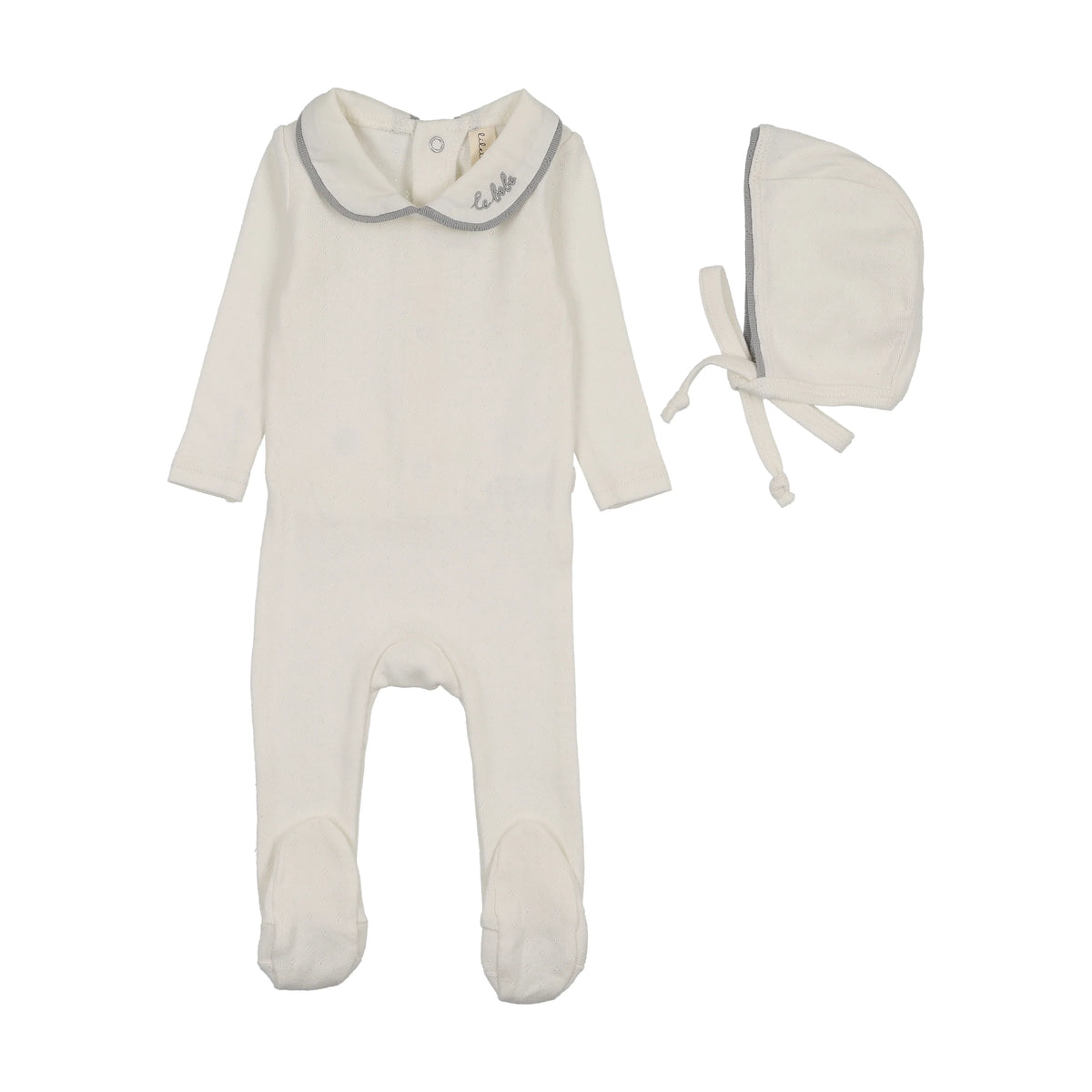 Lilette Le Bebe Pointelle Footie Set - Cream/Blue