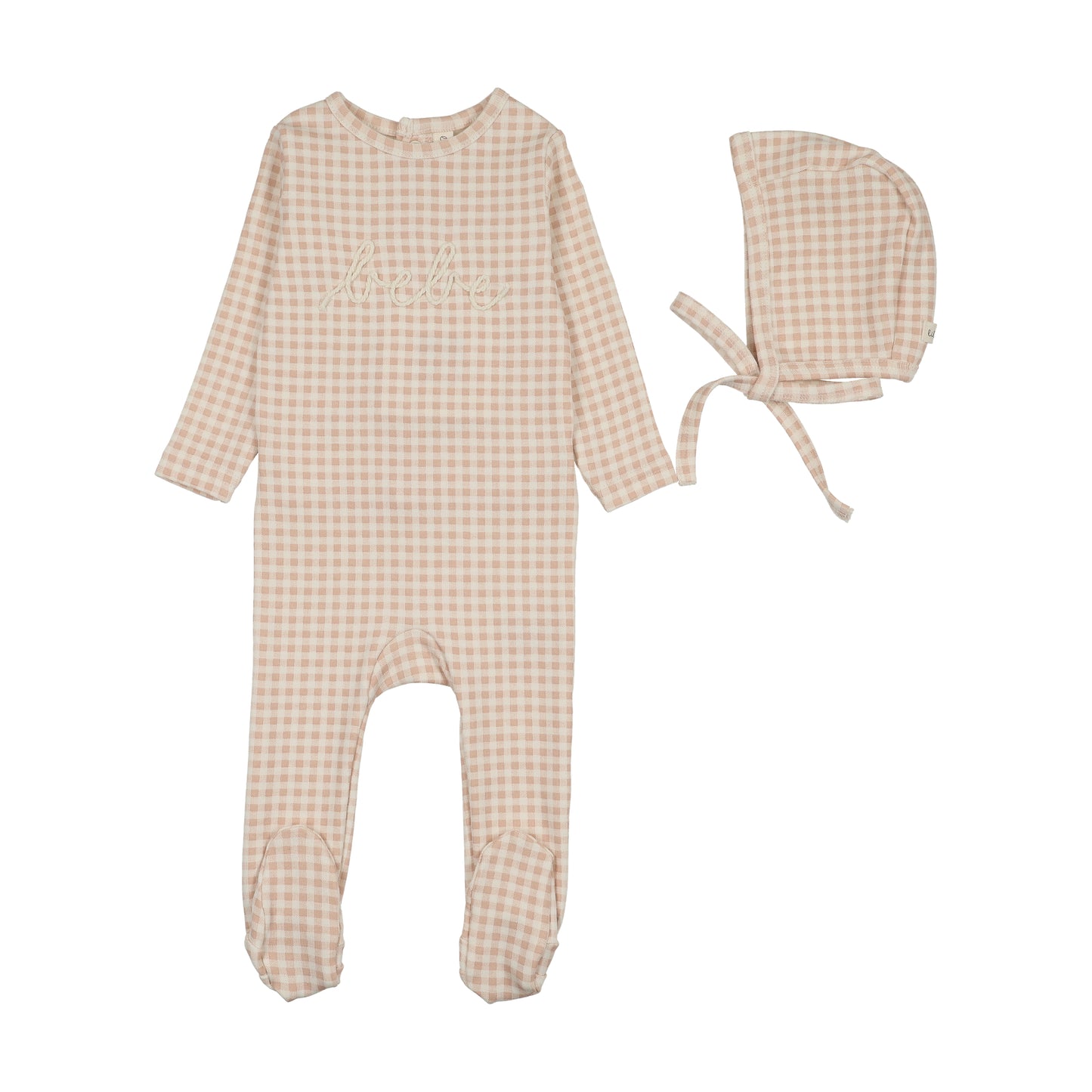 Lilette Gingham Bebe Footie Set - Pale Pink
