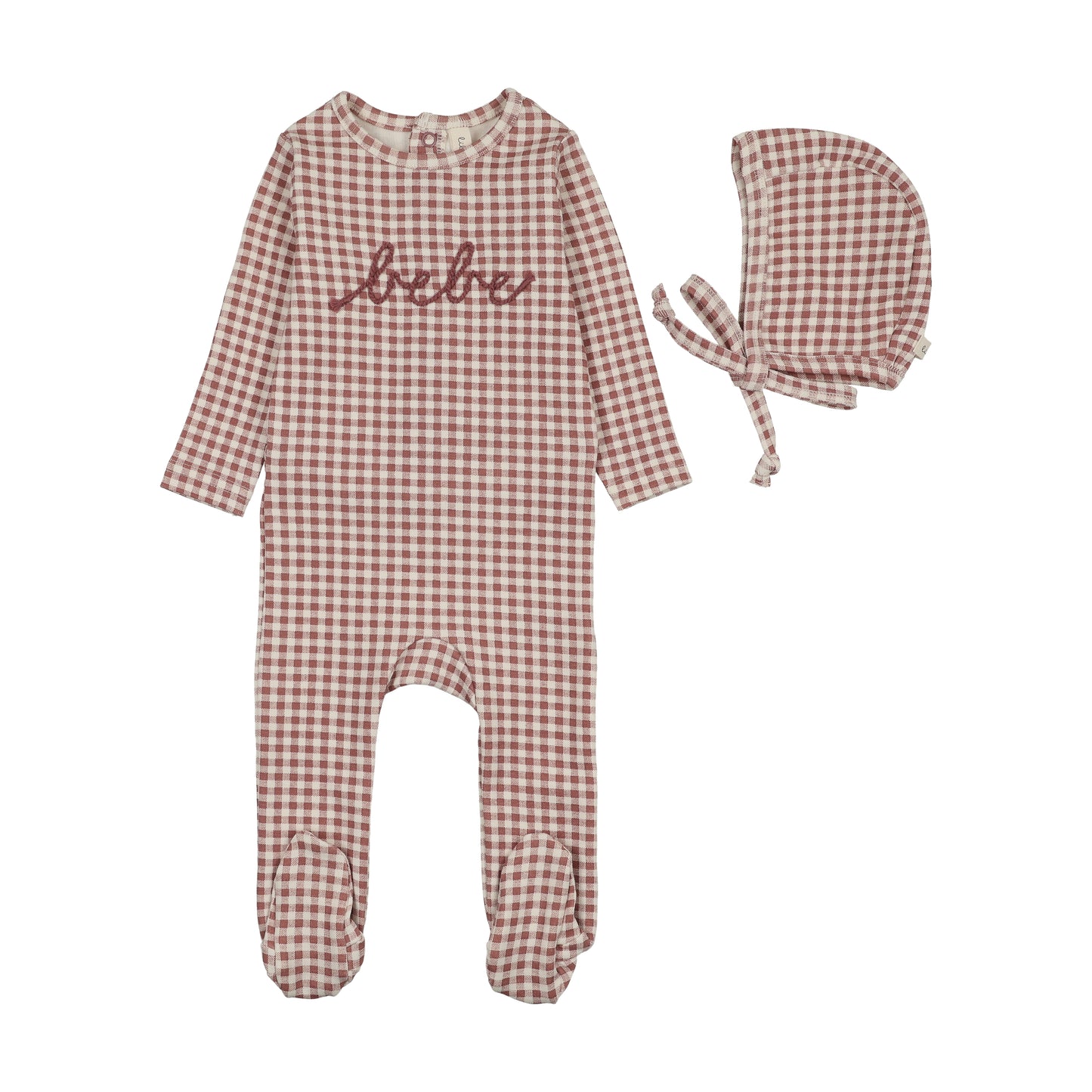 Lilette Gingham Bebe Footie Set - Mauve