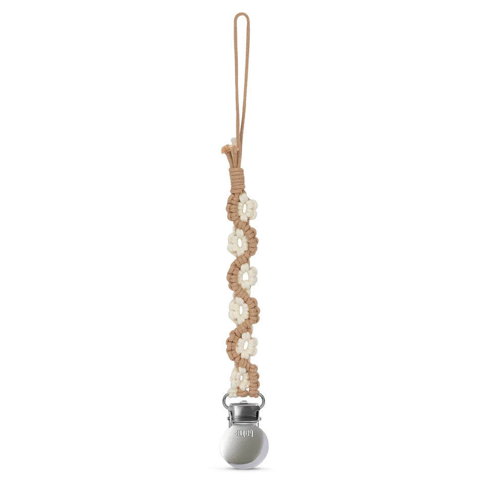 Adora Lily Pacifier Clip - Saddle
