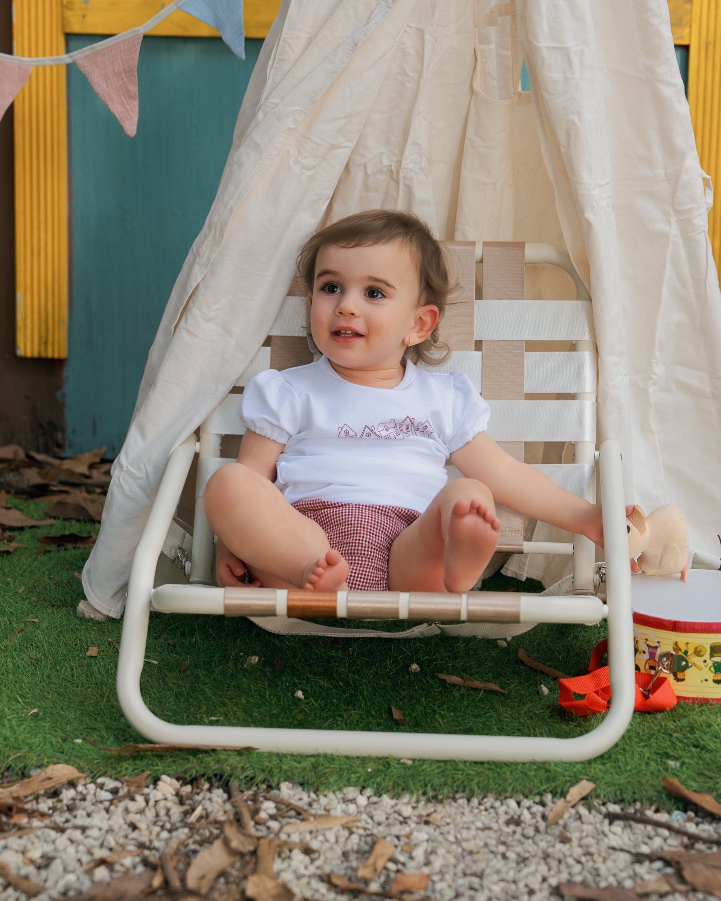 Bondoux Red Green Gingham Shorts Set