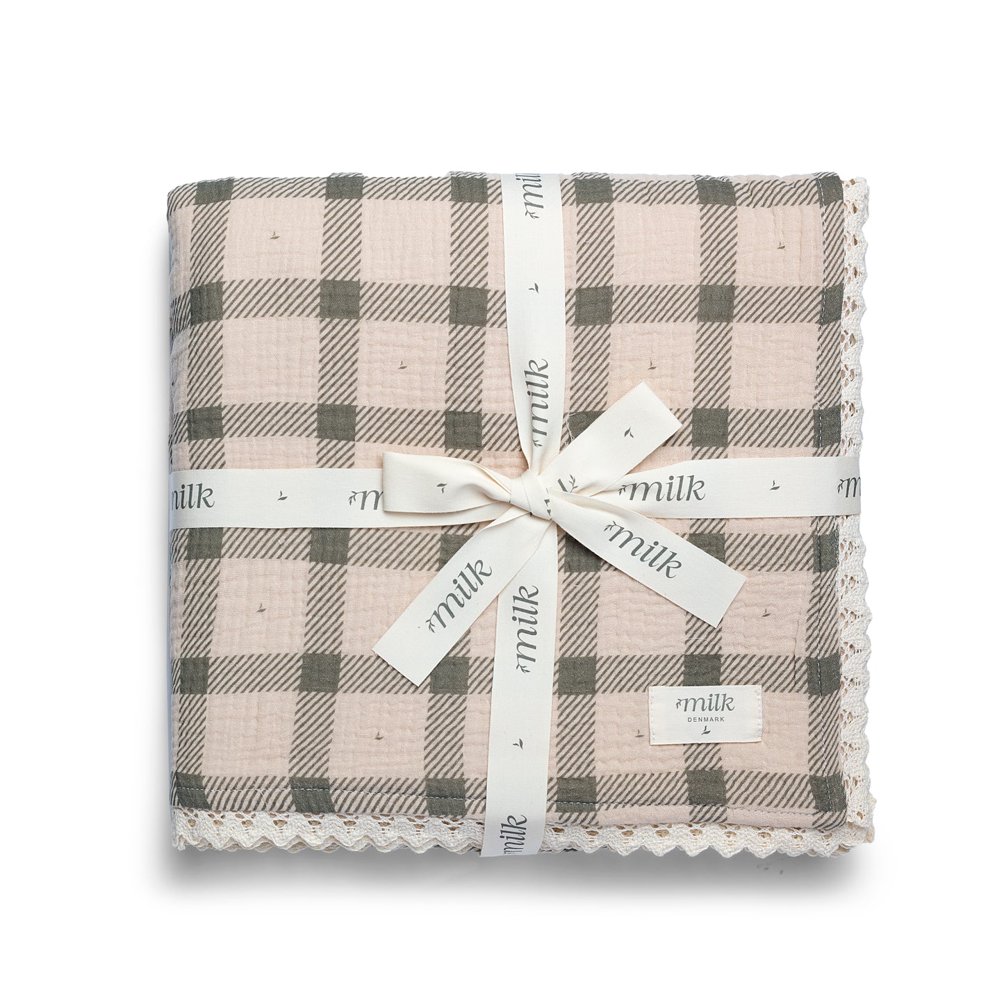 Milk Denmark Lace Edge Blanket - Grid