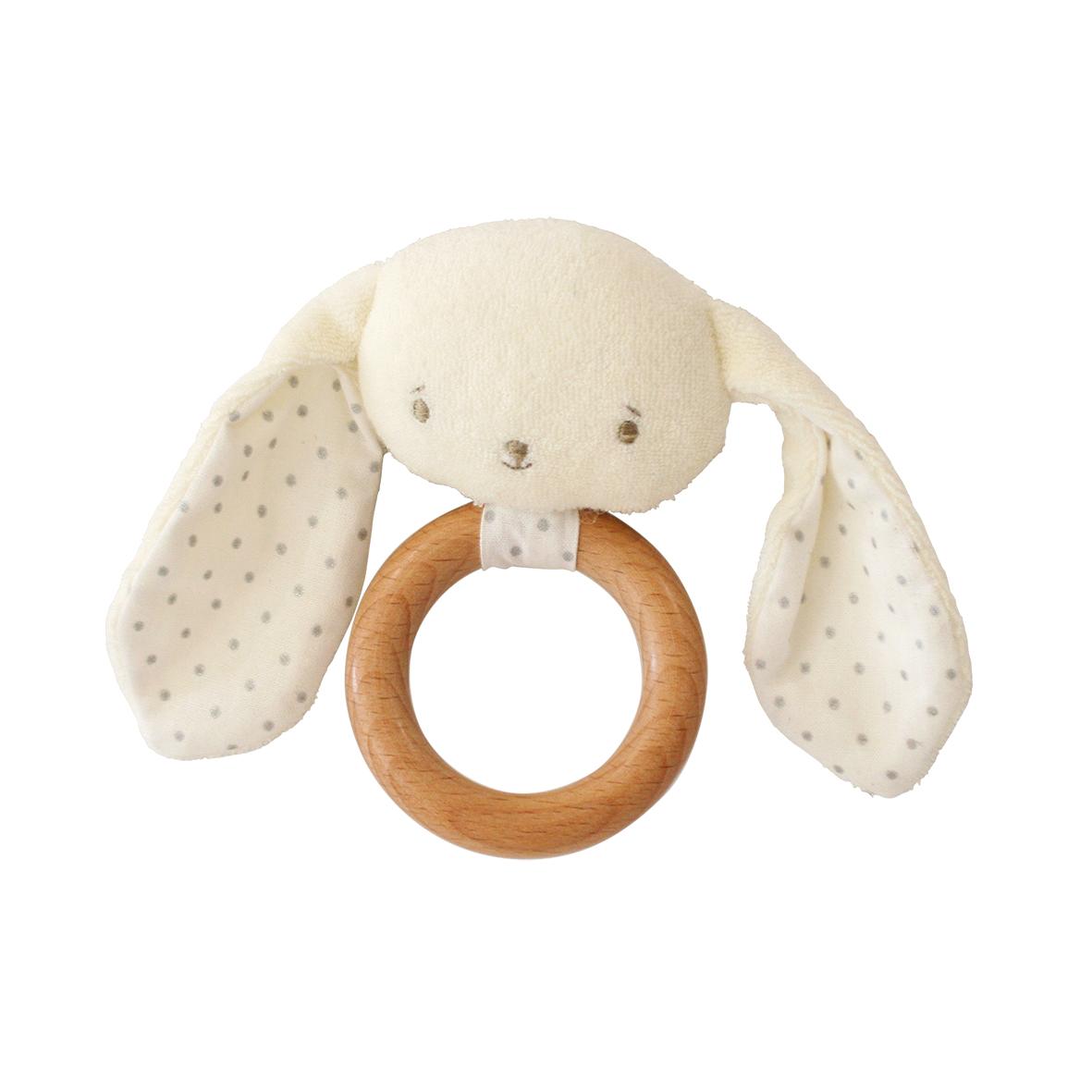 Alimrose Bunny Teether Ring Rattle Ivory