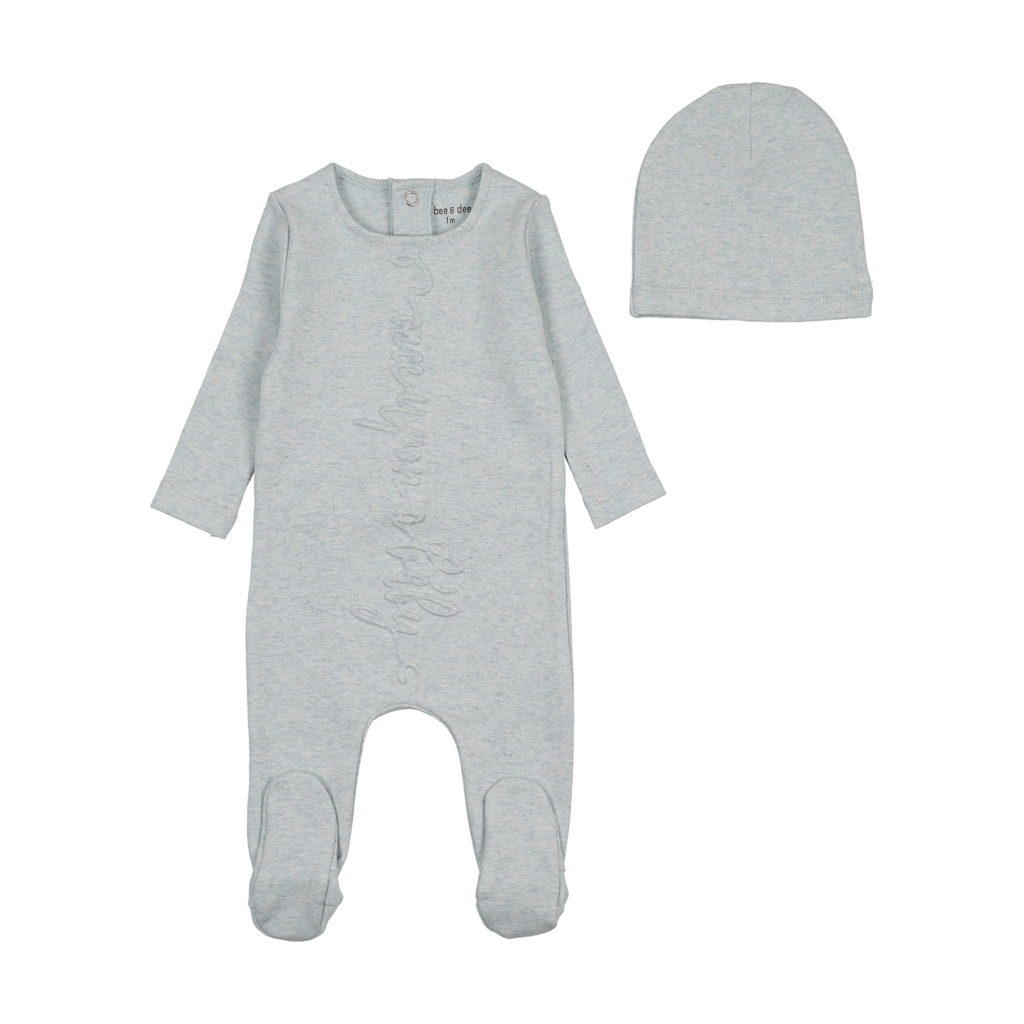 Bee & Dee One Upon A Baby Footie+Beanie- Blue Whisp