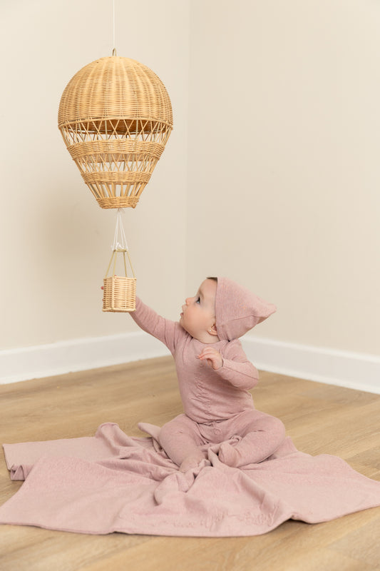 Bee & Dee One Upon A Baby Footie+Beanie- Tea Rose