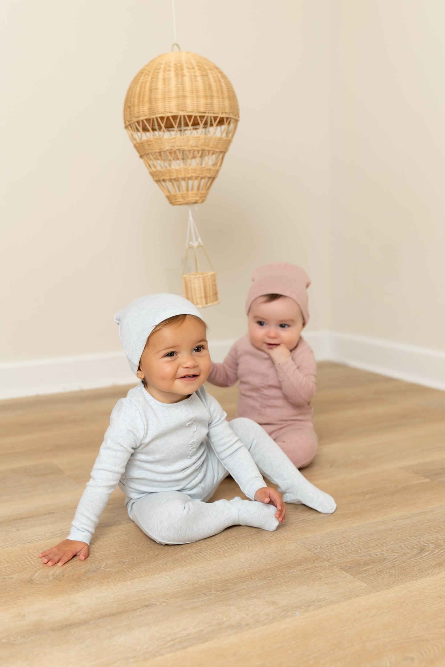Bee & Dee One Upon A Baby Footie+Beanie- Tea Rose