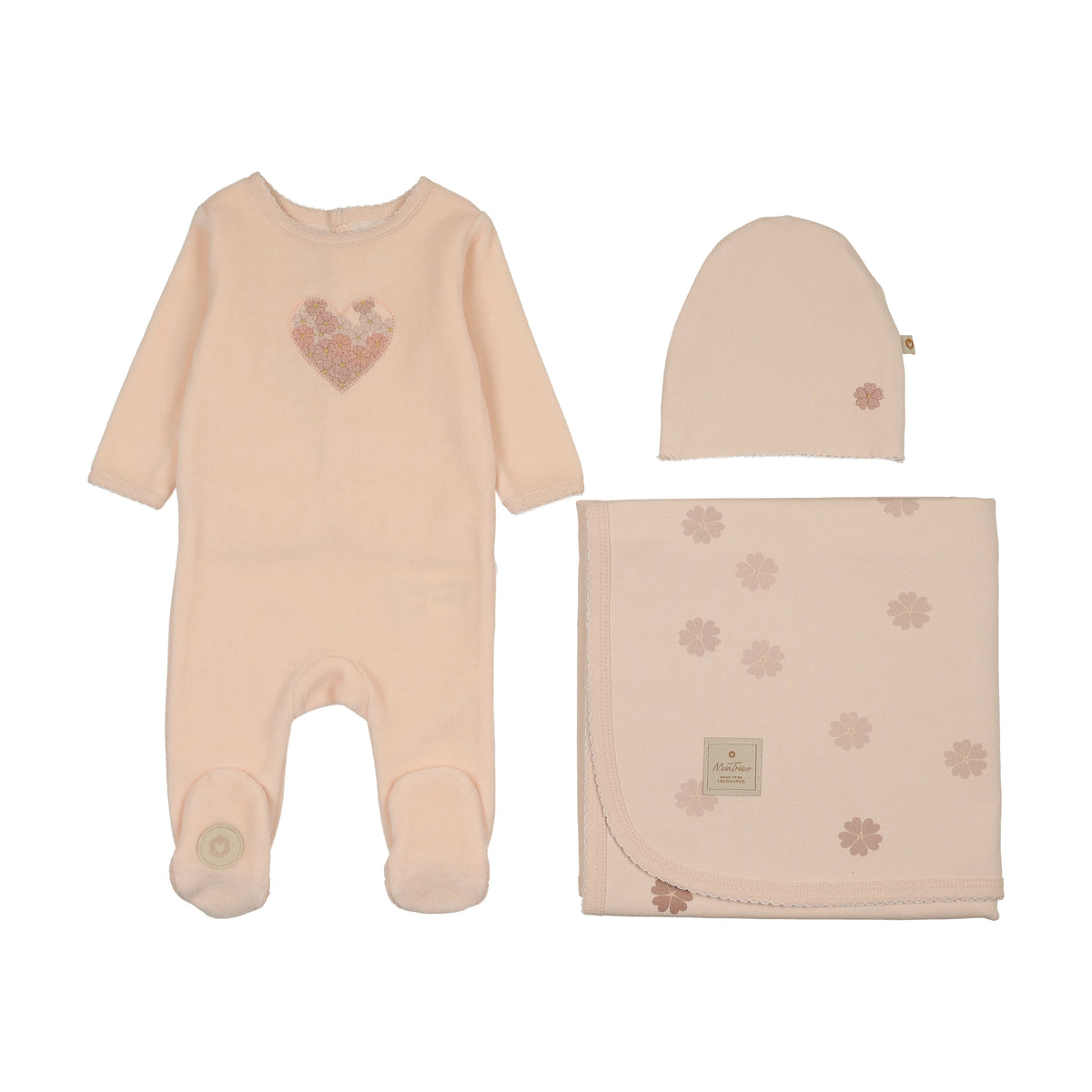 Mon Tresor Petal Heart Layette Set- Barely Pink