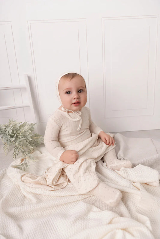 Mini Label Ivory Petal Pointelle Floral Layette Set-Boys