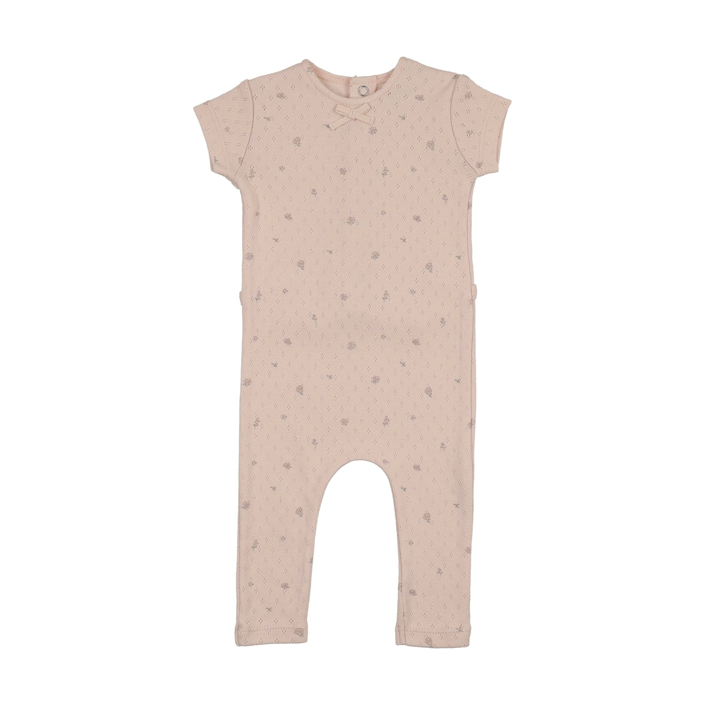 Bee & Dee Pointelle with Flowers Romper-Cloud Pink