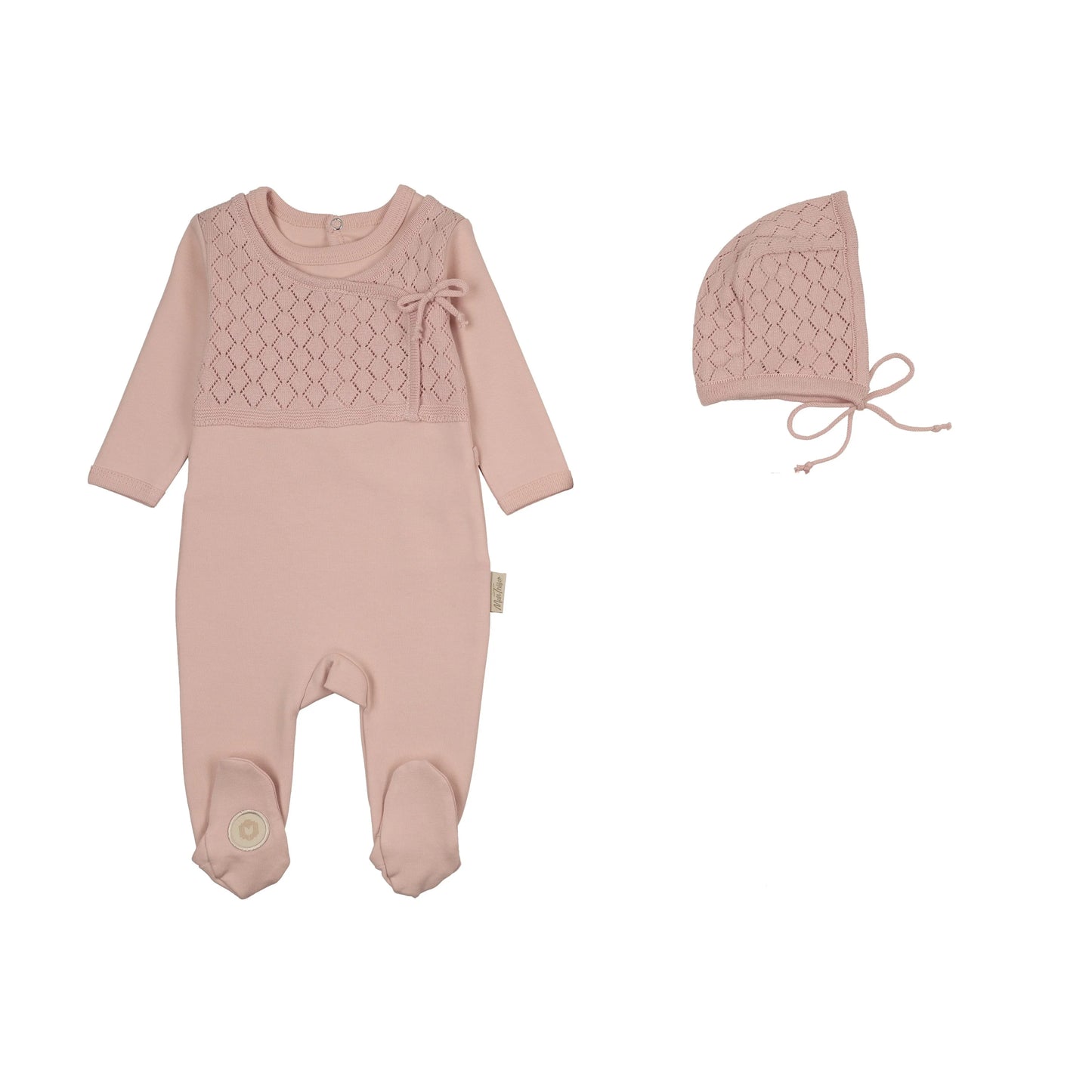 Mon Tresor Pointelle Wrap Footie Set- Pink Whip
