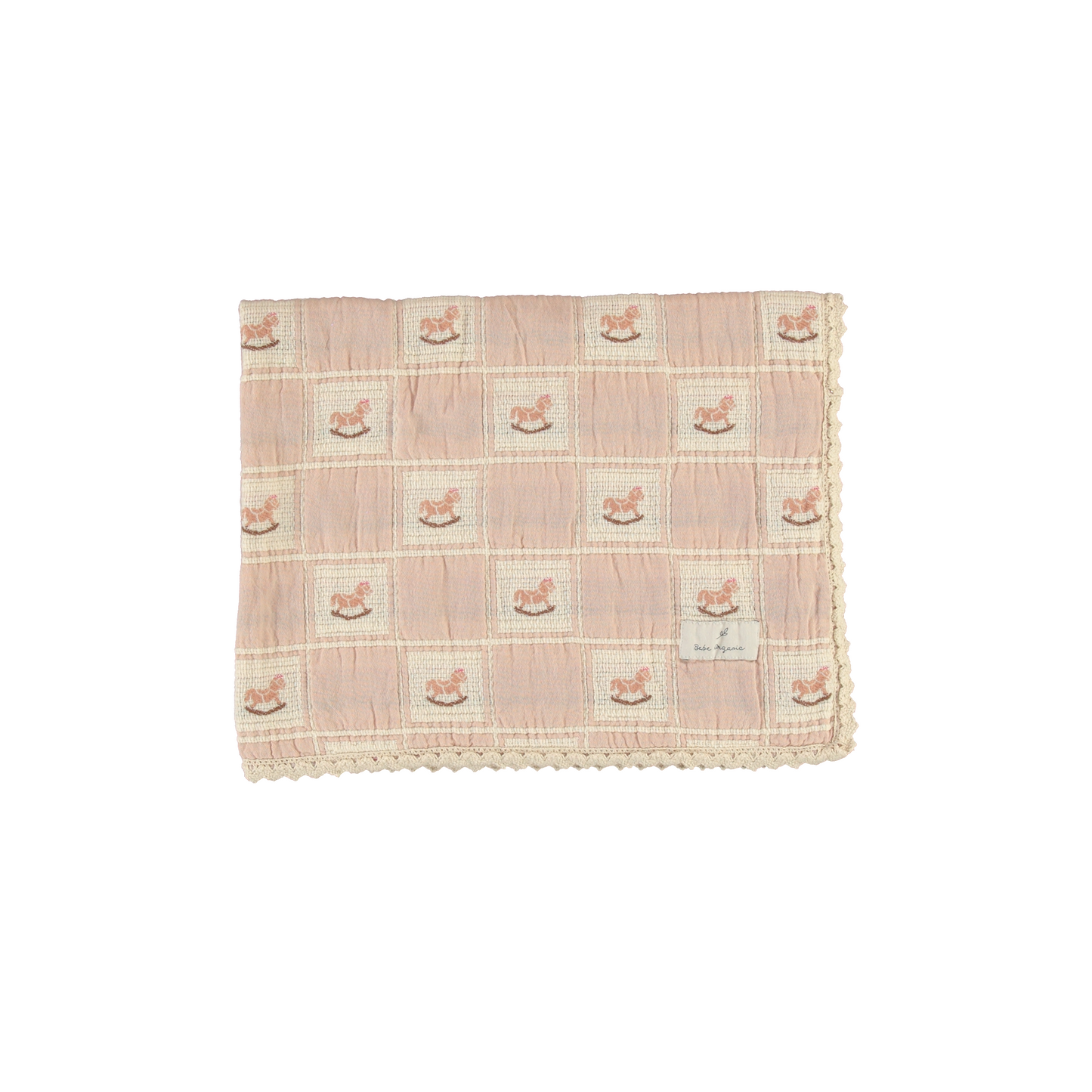 Bebe Organic Rocking Horse Patchwork Blanket - Mauve