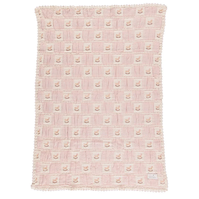 Bebe Organic Rocking Horse Patchwork Blanket- Mauve