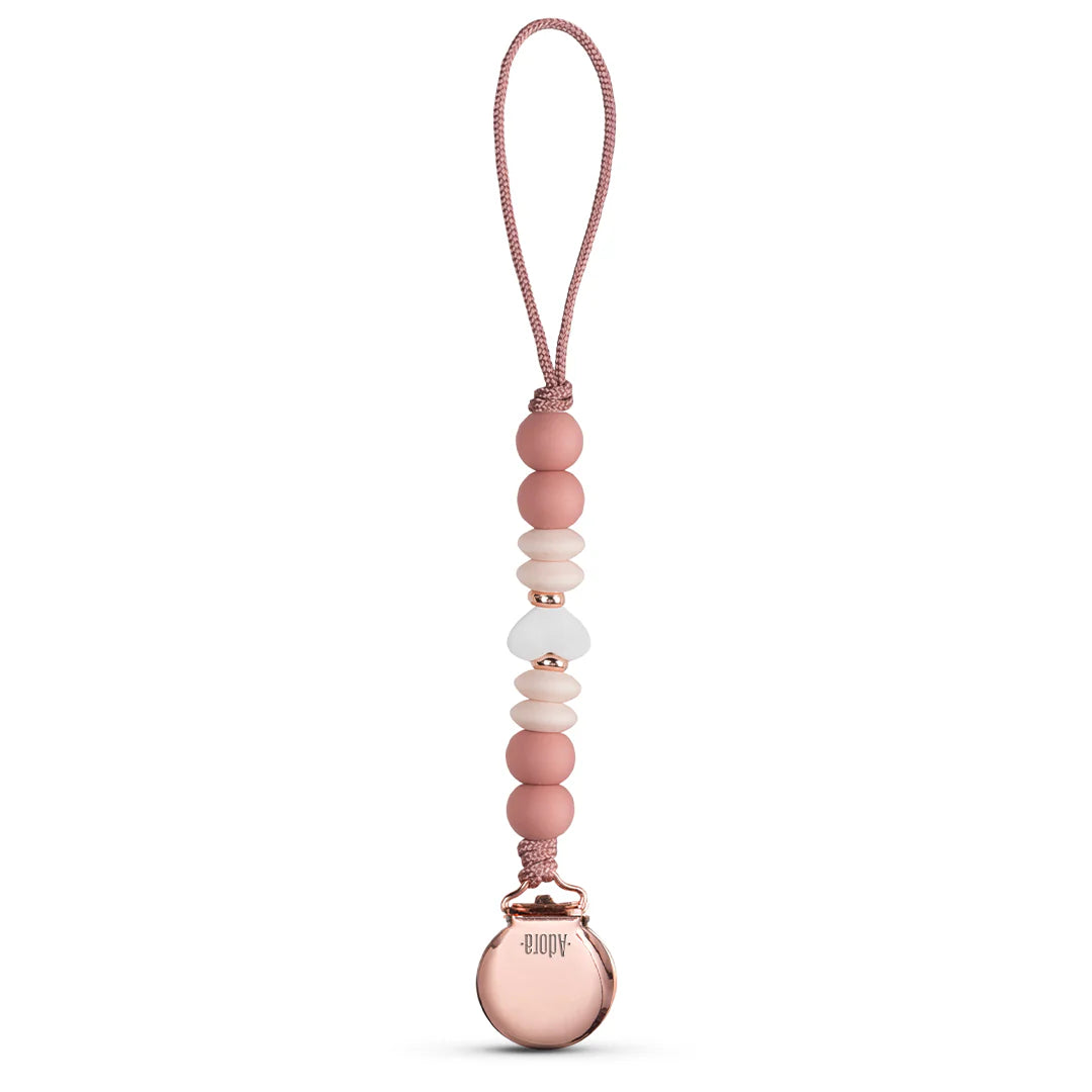 Adora Pacifier Clip - Rosewood Heart