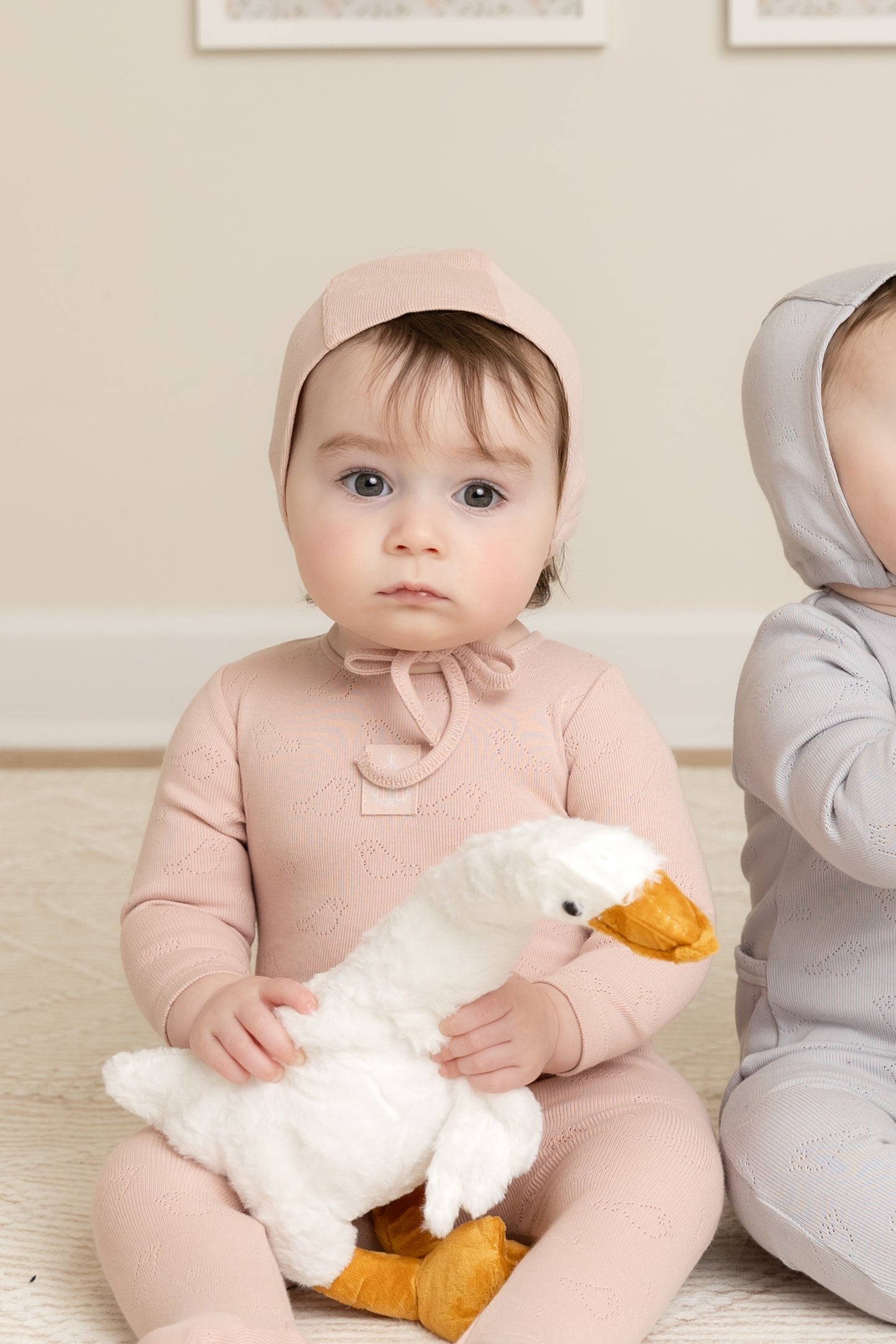 Bee & Dee Bird Pointelle Layette Set- Muted Pink