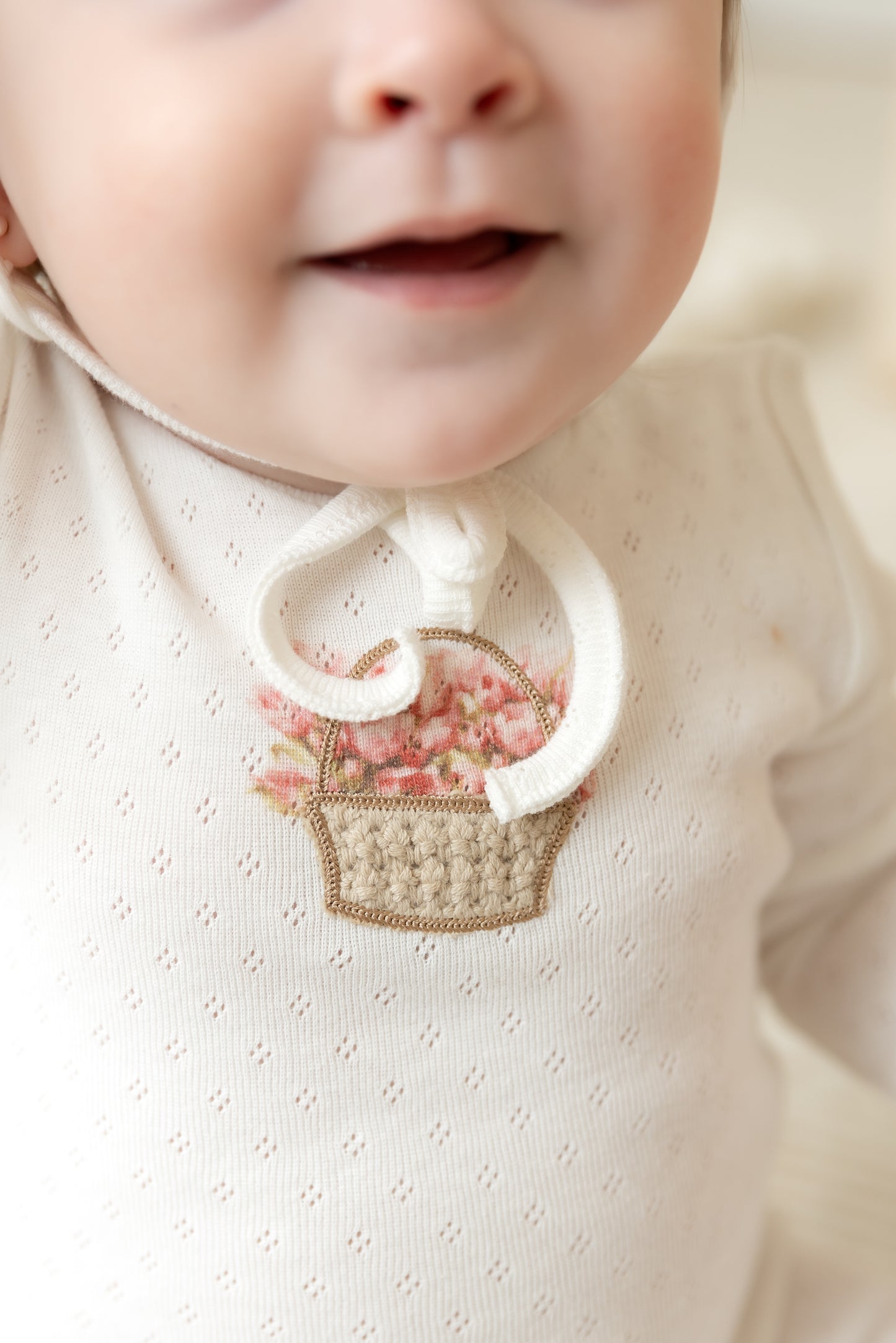 Bee & Dee Crochet Basket Layette Set- Chalk White Girls