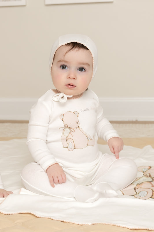 Bee & Dee Cuddle Time Footie Set- Chalk White Girls