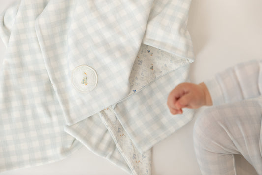 Bee & Dee Goose on Plaid Layette Set- Chalk White Boys