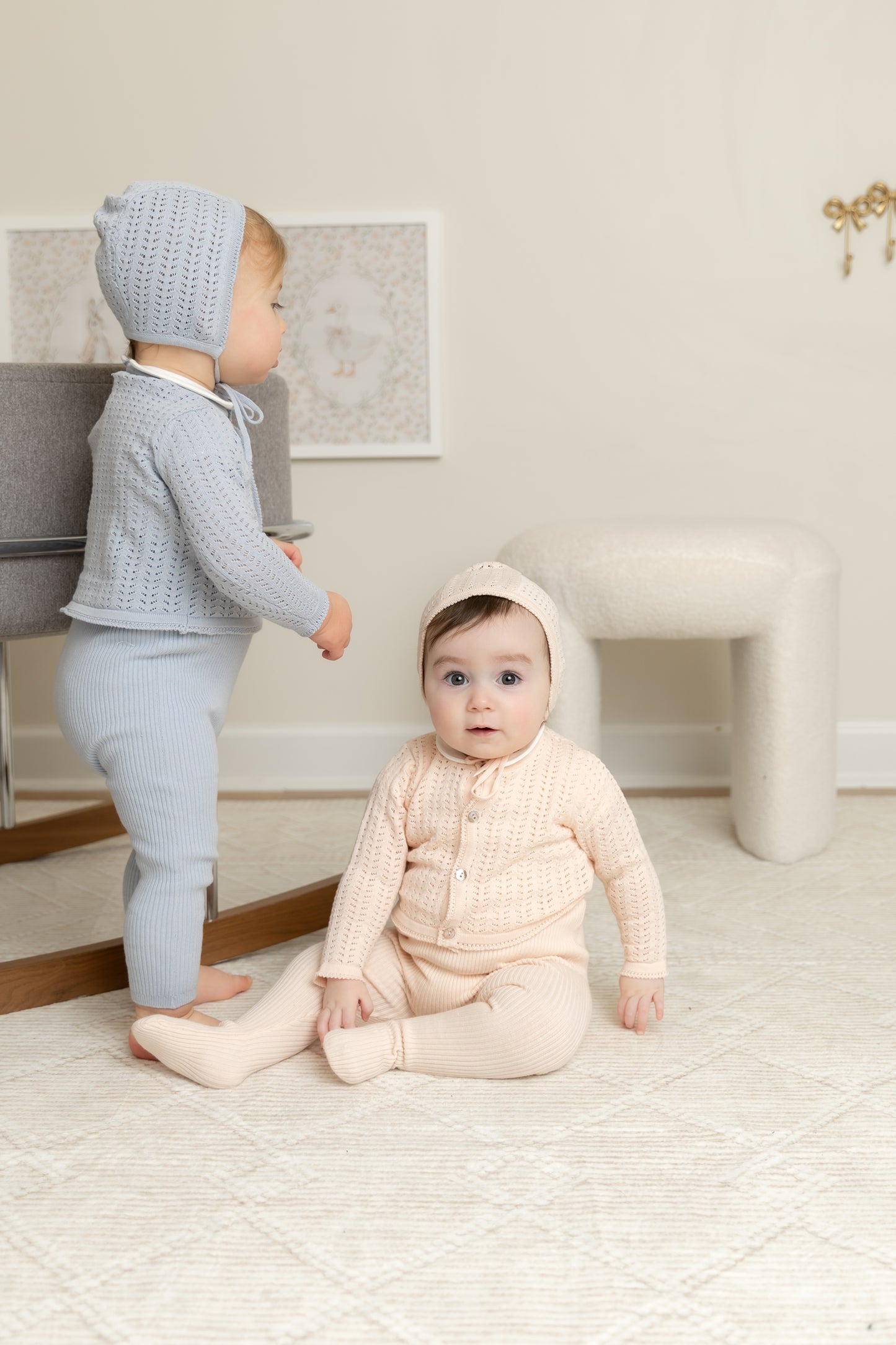 Bee & Dee Knit Ensemble Footie Set- Pearly Pink